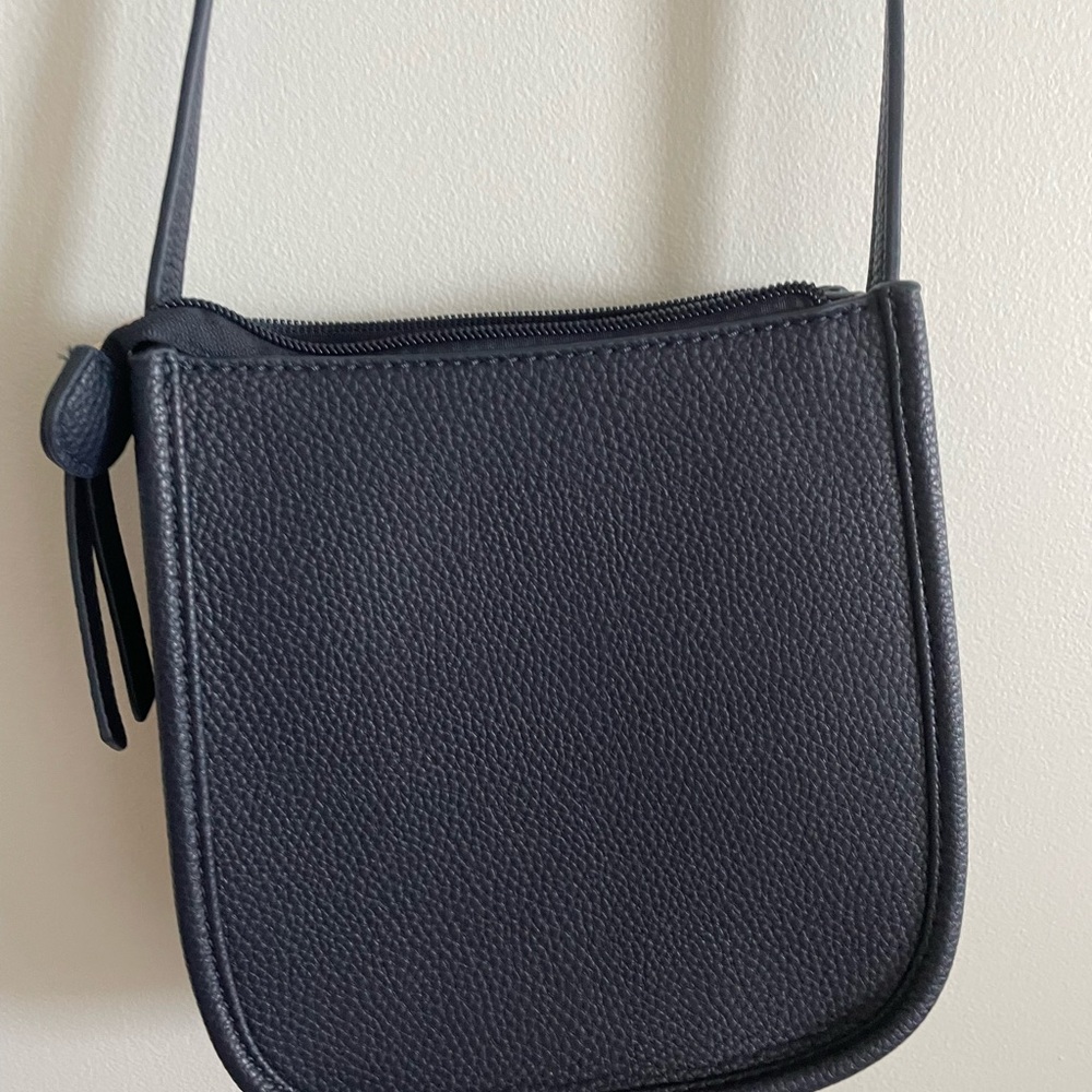 Navy Blue Leather Crossbody Bag